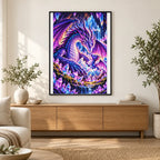 Mother Dragon Hatchling Crystal Nest — finished diamond painting displayed in a home interior