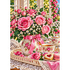 Mothers Day Roses Tea Tray — finished diamond painting on a white background