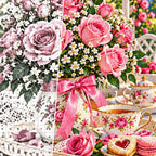 Mothers Day Roses Tea Tray — close-up canvas and resin drill detail