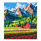 Finished diamond painting for Mountain Farmstead Bloom Diamond Painting Kit