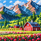 Diamond detail for Mountain Farmstead Bloom Diamond Painting Kit