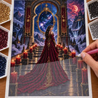 Hand placing diamond drills on the mountain gate oracle canvas