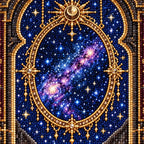 Close-up of diamond drills forming the starry arch and celestial sky