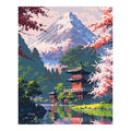 Original artwork for Mountain Shrine In Bloom Diamond Painting Kit