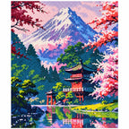 Finished diamond painting for Mountain Shrine In Bloom Diamond Painting Kit