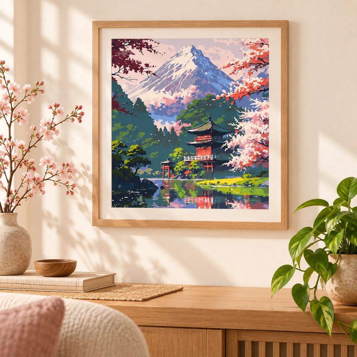 Home decor scene for Mountain Shrine In Bloom Diamond Painting Kit