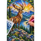 Mountain Stag Sunrise Diamond Painting Kit — diamond painting application process