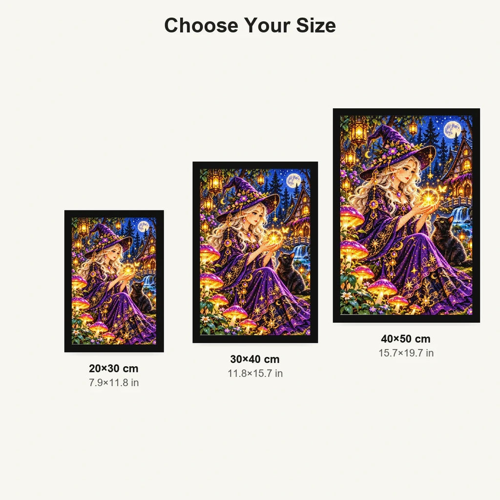 Mushroom Witch Cottage Night size comparison