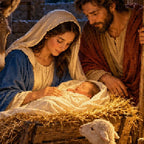 Close-up diamond detail of the nativity at the stable doorway diamond painting