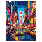 White-background finished diamond painting of Neon Rush Hour
