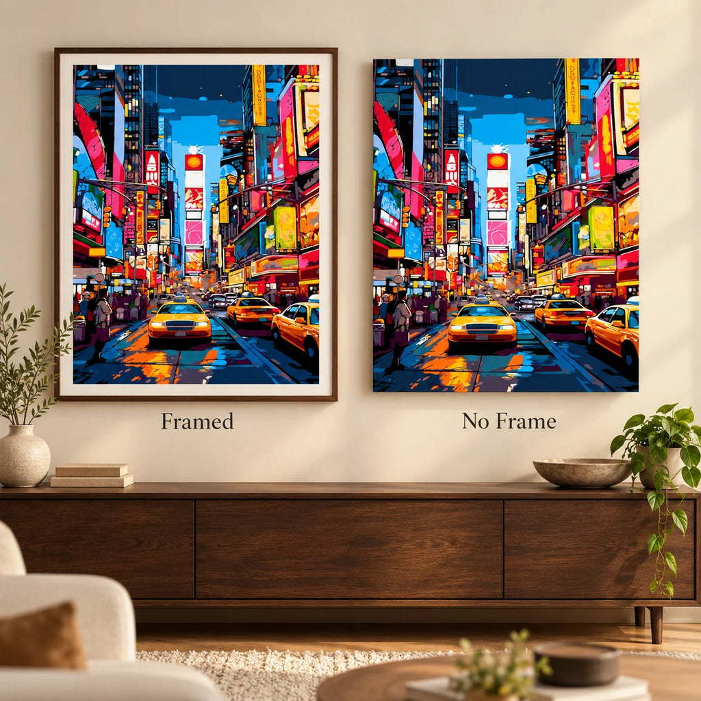 Framed and no-frame comparison for Neon Rush Hour
