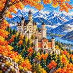 Close-up of drill details in the Neuschwanstein Autumn diamond painting.