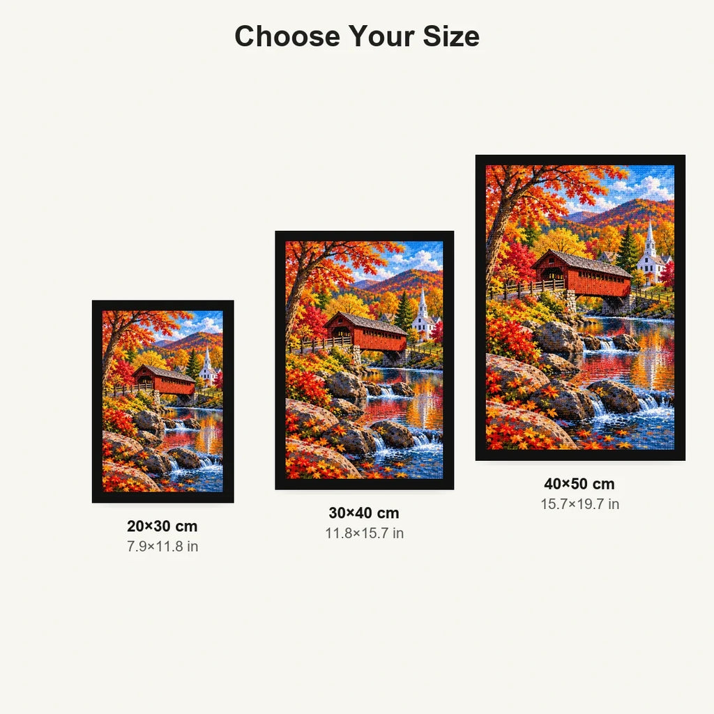 New England Covered Bridge Fall size comparison