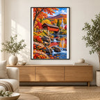 New England Covered Bridge Fall finished artwork in home décor