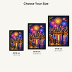 New Year Midnight City Fireworks — size comparison for 20 × 30, 30 × 40 and 40 × 50 cm