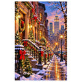 New York Brownstone Christmas original artwork on white