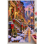 New York Brownstone Christmas diamond painting process