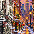 New York Brownstone Christmas canvas and resin drill detail