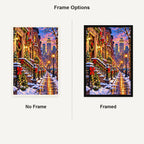 New York Brownstone Christmas No Frame and Framed comparison