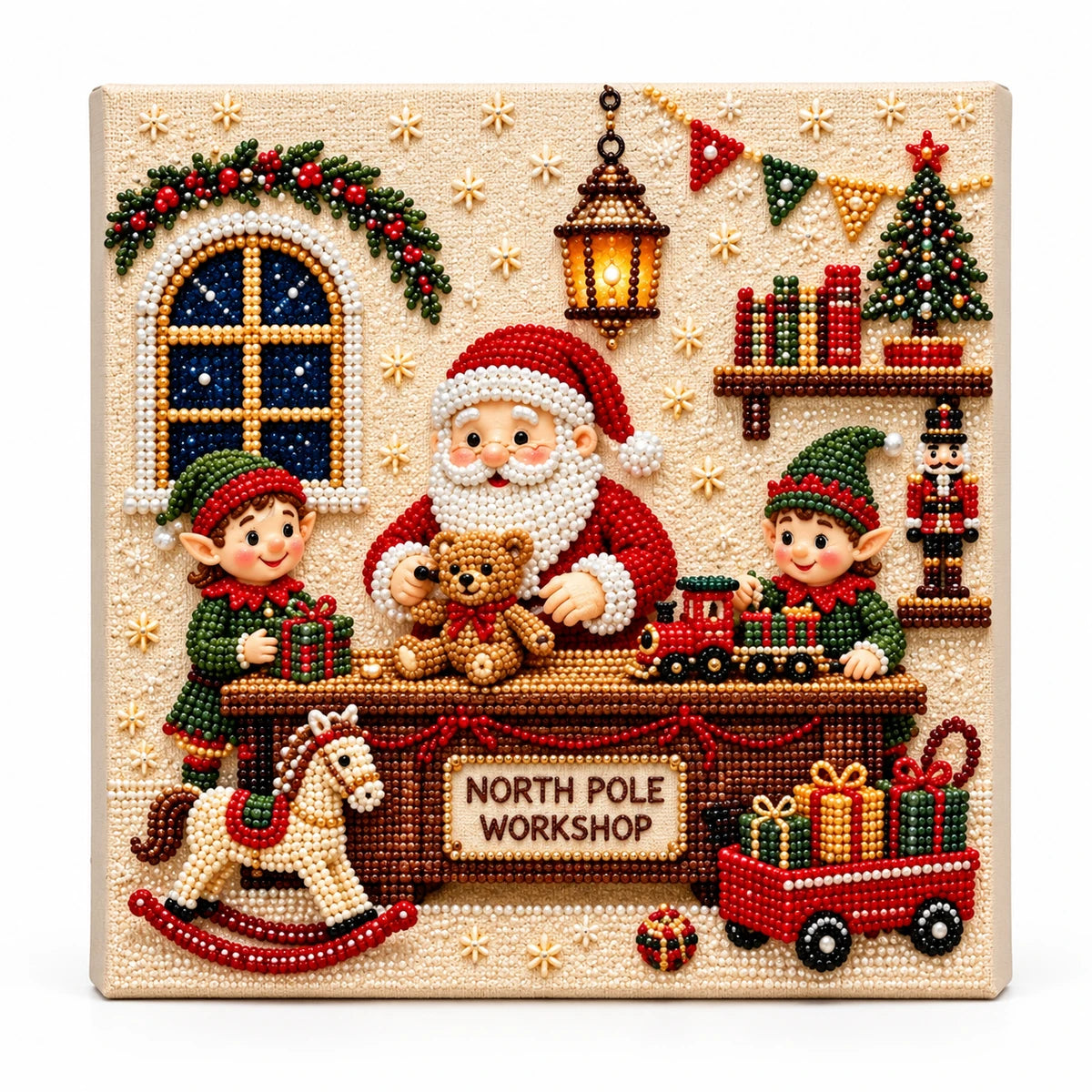 North Pole Workshop Pearl Diamond Painting Kit hero image