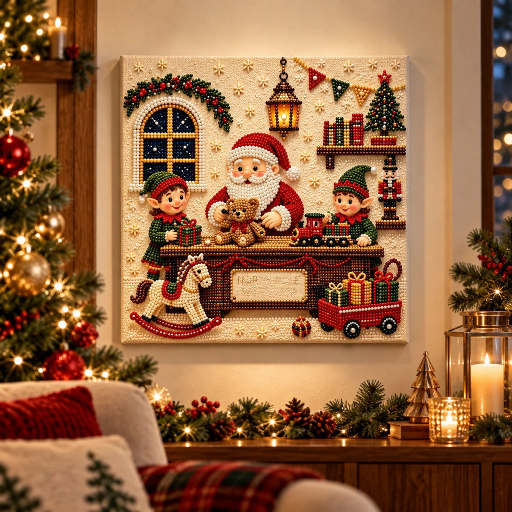 North Pole Workshop Pearl Diamond Painting Kit room image