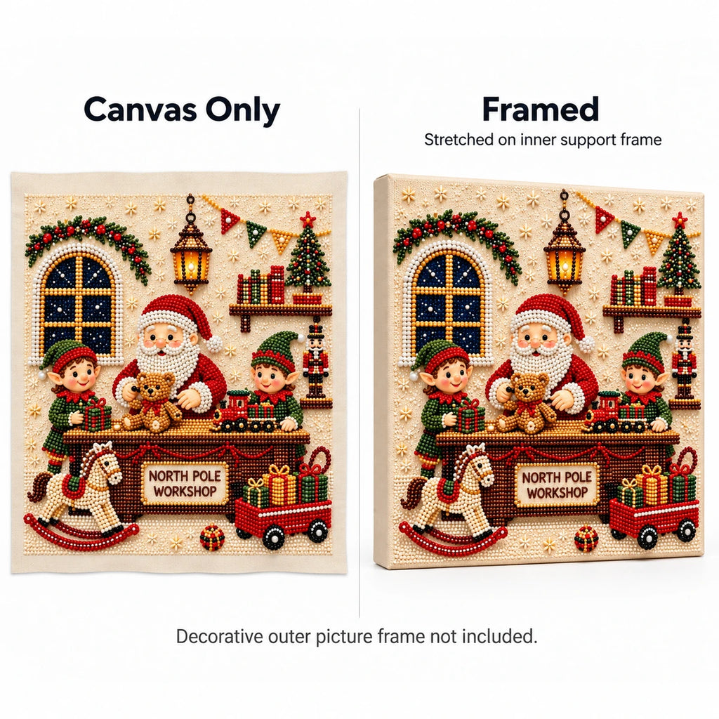 North Pole Workshop Pearl Diamond Painting Kit style image