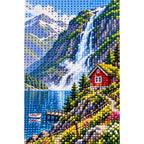 Norwegian Fjord Red Cabin diamond and canvas detail