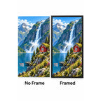 Norwegian Fjord Red Cabin No Frame and Framed comparison