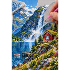 Norwegian Fjord Red Cabin diamond placement process