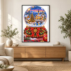Nutcracker Village Snow Globe — finished diamond painting displayed in a home interior