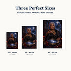 Obsidian pendulum oracle diamond painting size guide for 20 × 30, 30 × 40, and 40 × 50 cm.