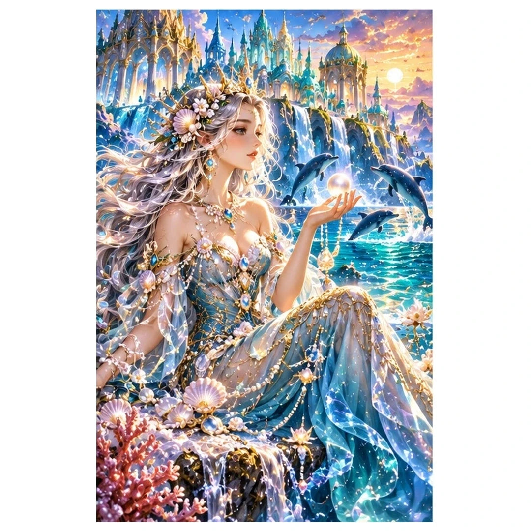Ocean Goddess Pearl Palace original artwork on white