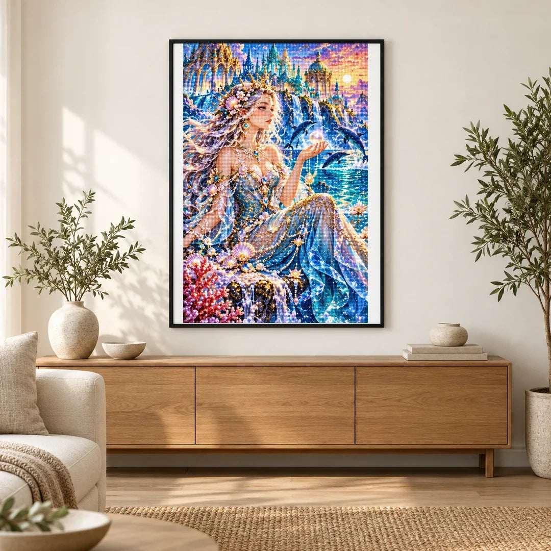 Ocean Goddess Pearl Palace finished artwork in home décor