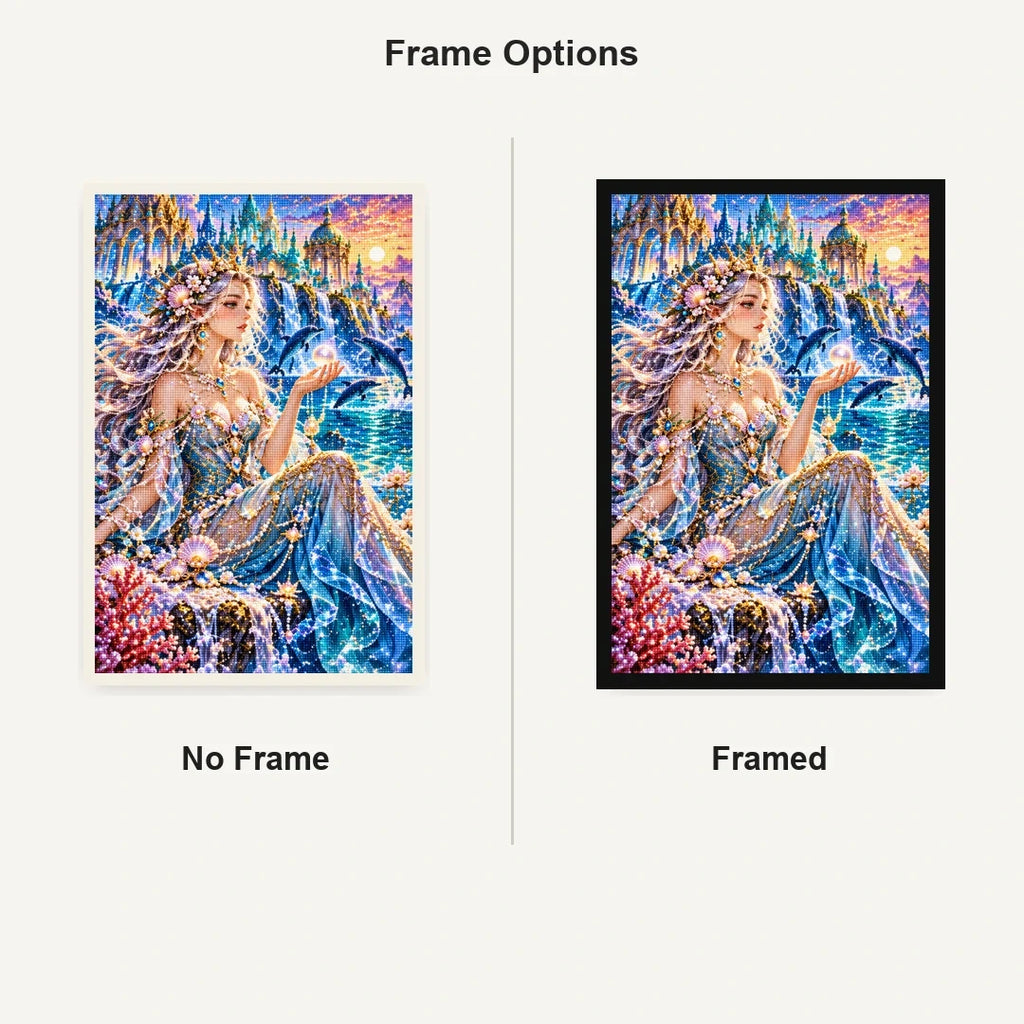 Ocean Goddess Pearl Palace No Frame and Framed comparison