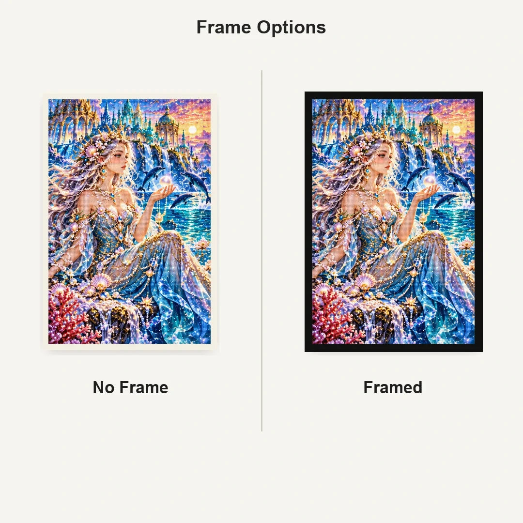 Ocean Goddess Pearl Palace No Frame and Framed comparison