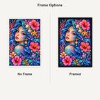 Ocean Hibiscus Mermaid Diamond Painting Kit — No Frame and Framed comparison