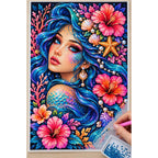 Ocean Hibiscus Mermaid Diamond Painting Kit — Diamond painting process