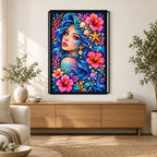 Ocean Hibiscus Mermaid Diamond Painting Kit — Home decor scene