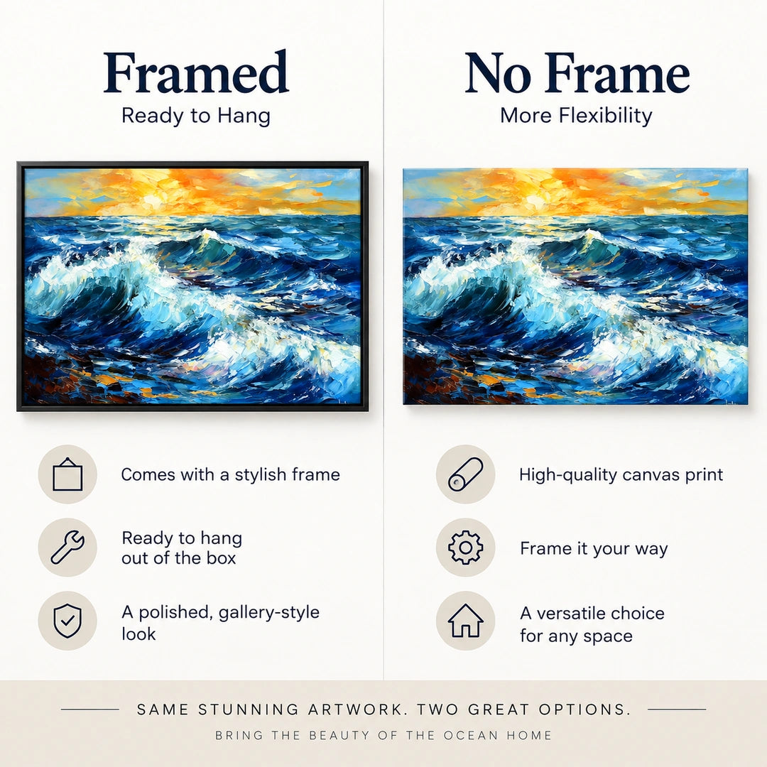 Ocean Wave Sunset Diamond Painting Kit diamond painting No Frame and Framed options