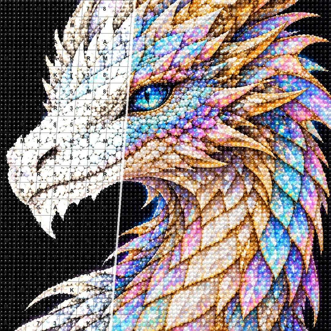 Opal Frost Mosaic Dragon diamond drill and canvas detail