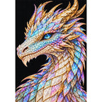 Opal Frost Mosaic Dragon finished diamond painting on white background