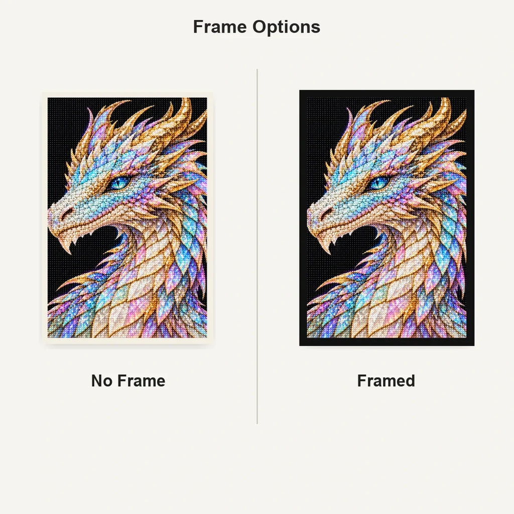 Opal Frost Mosaic Dragon No Frame and Framed style comparison
