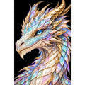 Opal Frost Mosaic Dragon original artwork on white background