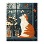 Orange Cat and Butterflies completed artwork on a clean white background
