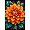Orange Dahlia Jewel Bloom Diamond Painting Kit — original white-background artwork