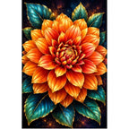 Orange Dahlia Jewel Bloom Diamond Painting Kit — original white-background artwork