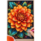 Orange Dahlia Jewel Bloom Diamond Painting Kit — Diamond painting process