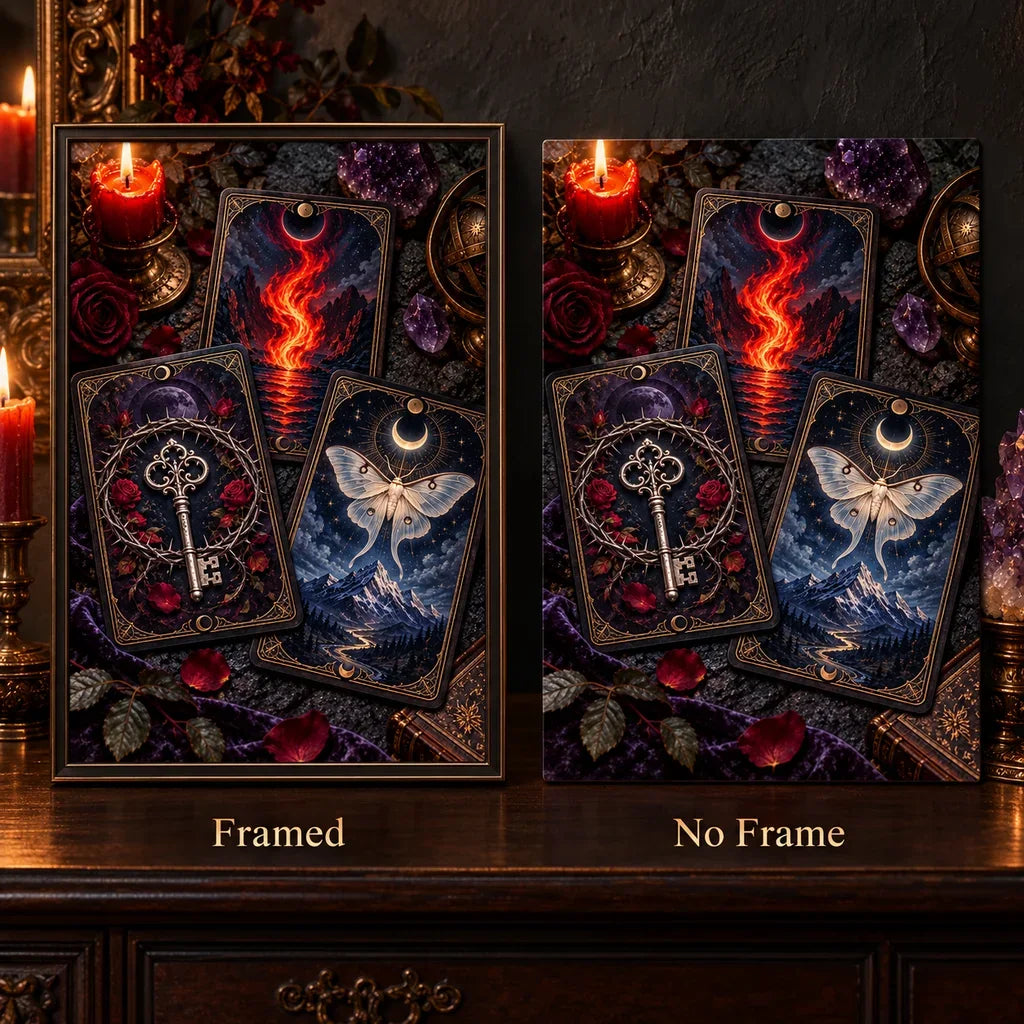 Framed and no-frame comparison for the mystical oracle cards design