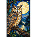 Owl Full Moon Forest Diamond Painting Kit — original white-background artwork