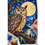 Owl Full Moon Forest Diamond Painting Kit — diamond painting application process
